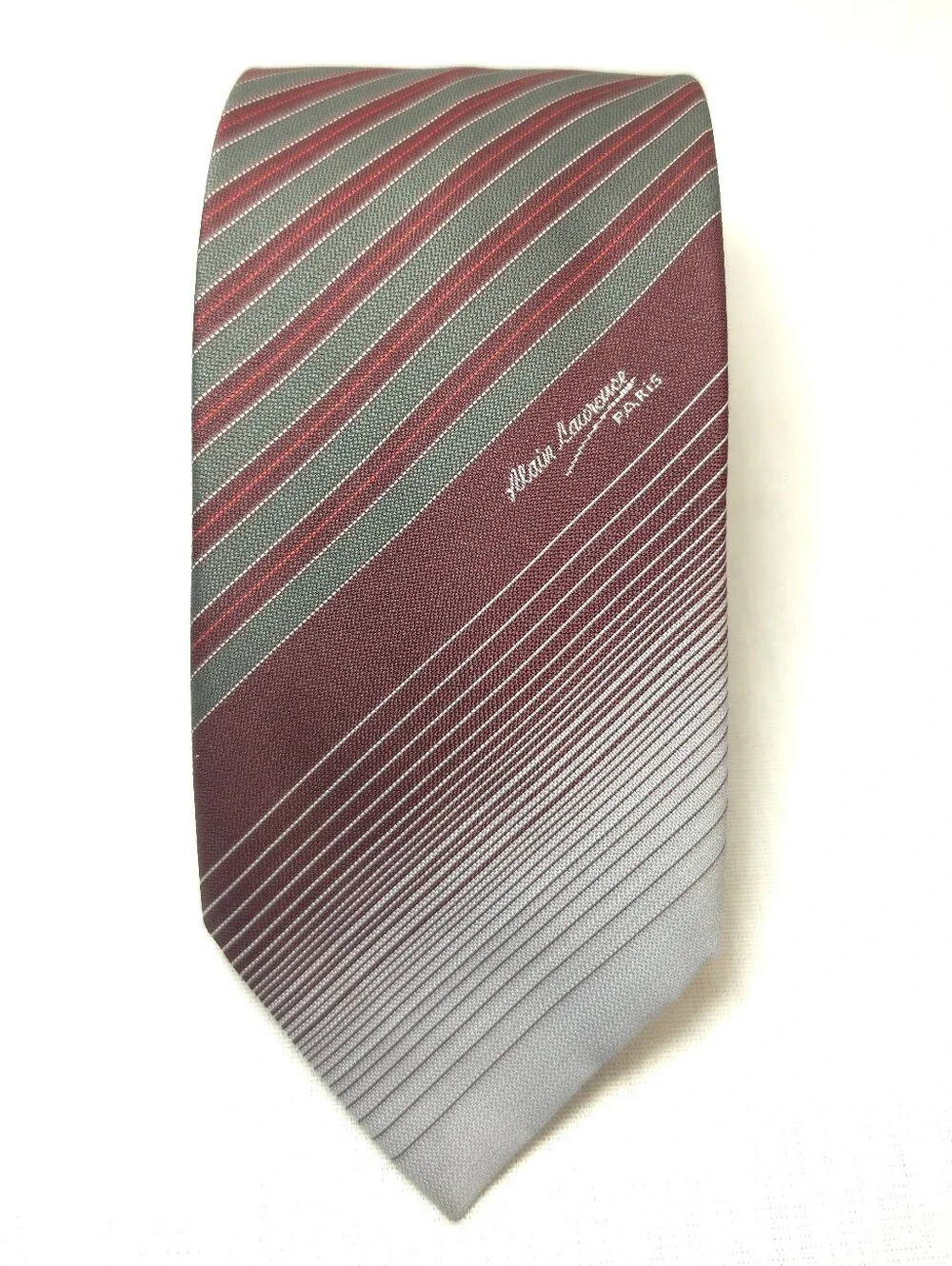Men's Kashman Germany Burgundy and Gray Striped Men's Tie